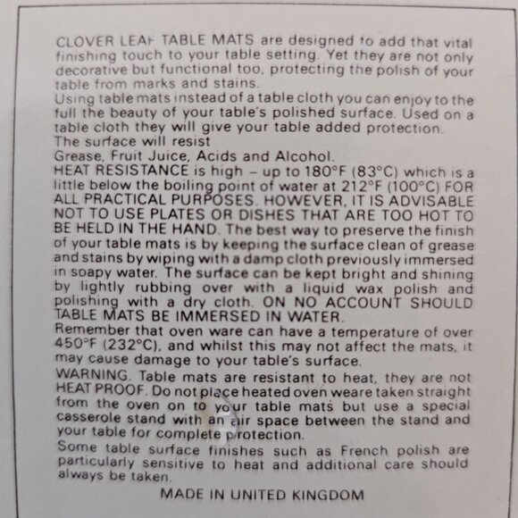 Set 6 Clover Leaf Vintage Cork Coasters 4" VIRGINIA USA Floral Elizabeth Rice - Picture 10 of 13